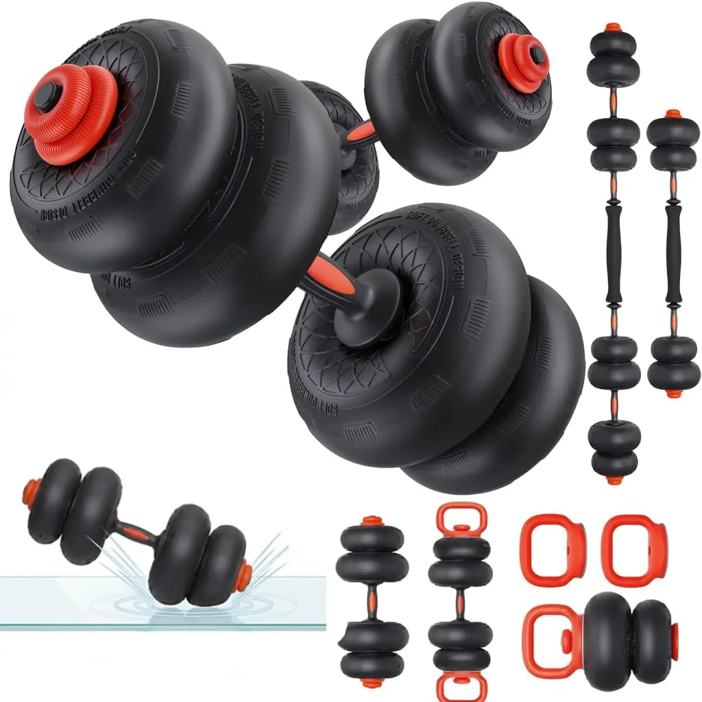 Yoleo Adjustable Dumbbell Set, 45LBS Free Weight Set with Connector, 5-in-1 Dumbbells Set Includes Barbell, Kettlebells, Push Up Stand & Weight Plates, Exercise & Fitness Dumbbells for Home Gym Suitable for Men/Women
