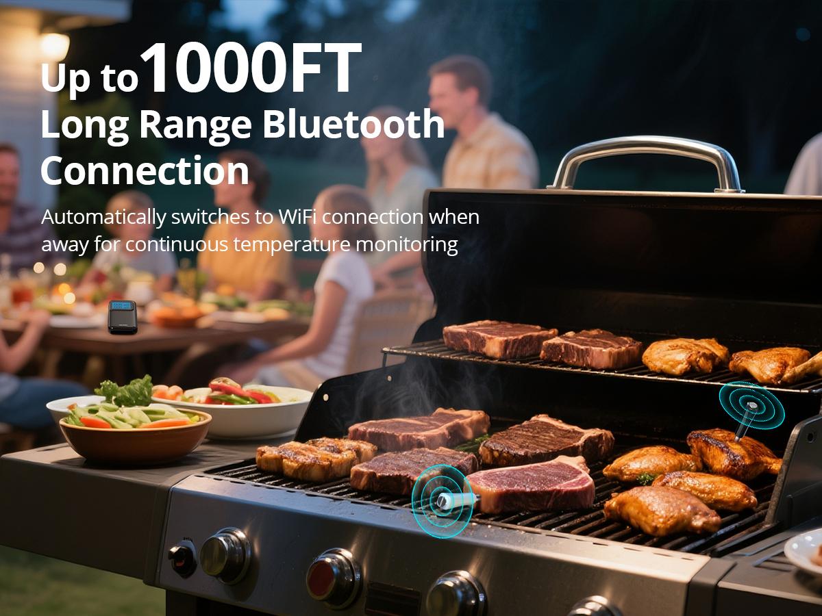INKBIRD Smart Bluetooth Wireless Meat Thermometer with App for Real-Time Monitoring & Control Ideal for Barbecues Ovens Grills and Smokers-TikTokShopHolidayHaul