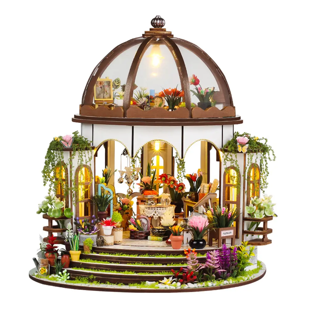 3D Miniature Sky Garden DIY Dollhouse Kit, BPA-Free Unisex Craft Supplies Set, Bookshelf Decor, Thanksgiving/Halloween/Birthdays Gift Idea (Tools, Glue, Battery Not Included), Versatile