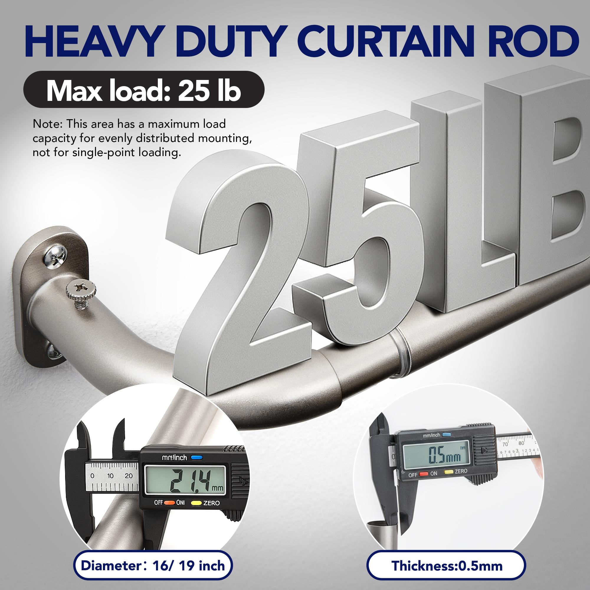 16/19mm Curtain Rod with TT Bent Brackets | Full Blackout Wraparound Rod | Heavy Duty