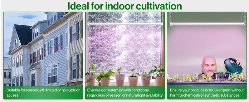 SuncoGrow LED Grow Light, 4ft, 40W Full Spectrum, Linkable