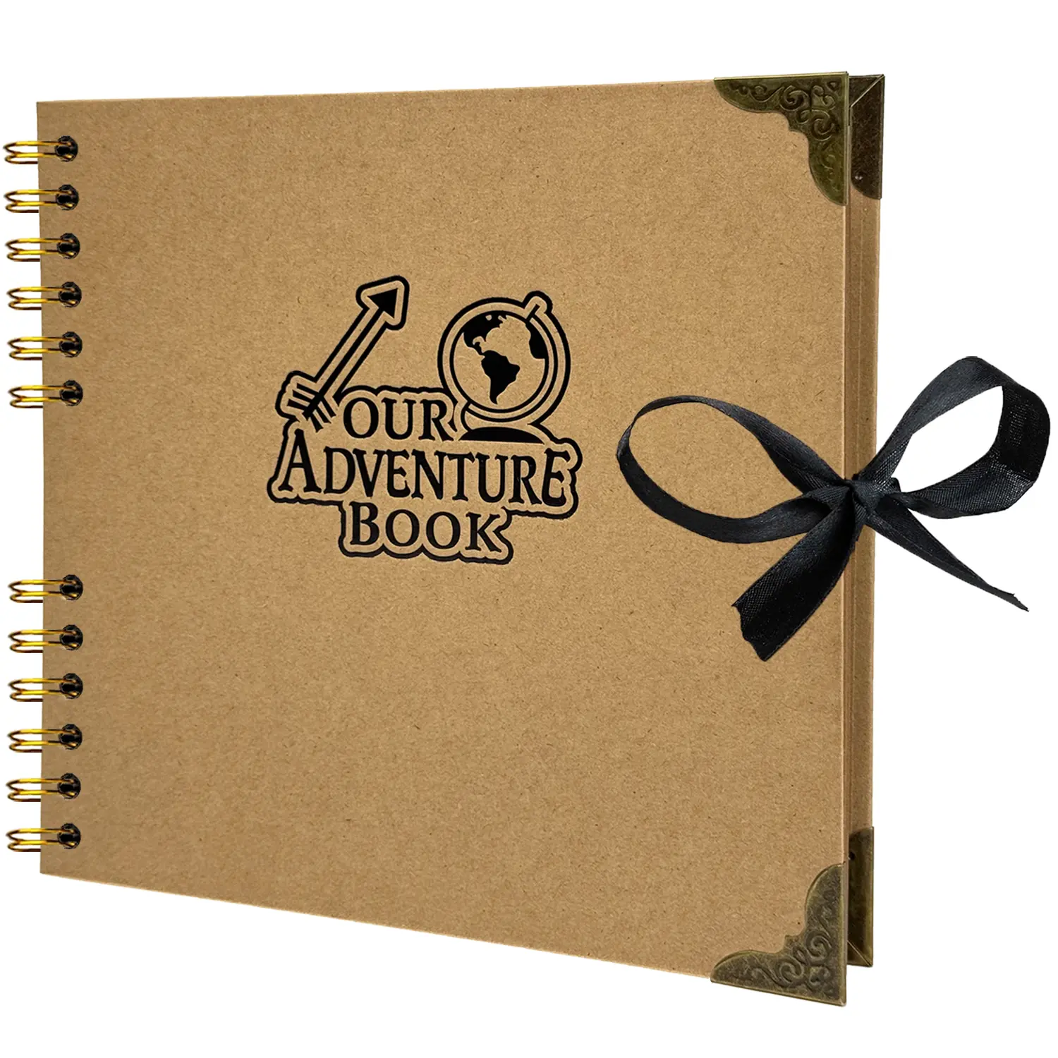 Our Adventure Book Unisex Scrapbooking Album - 8.1x8.1 in, 25 Sheets (50 Pages), Home Personalized Collage Photo Album, DIY Journal Travel Memory Keeper, Valentine's/Anniversary Gift (Brown, Black)
