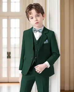 Boy Suit 6 Pcs Boy Formal Suits Formal  Vest,Pants, Dress Shirt,Kerchief and Bow Tie 5pcs set for Formal Church Party Occasions 6-10 Years Slim Fit Tuxedo Suit Set