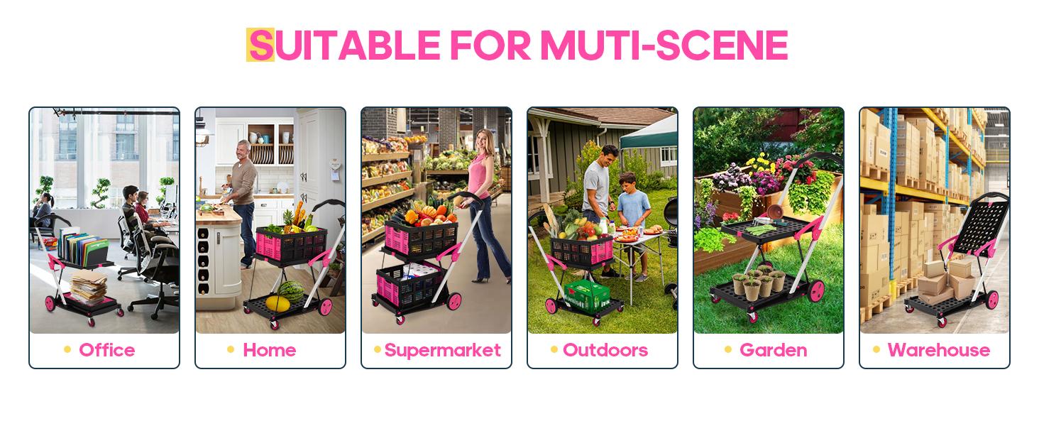 Collapsible Utility Camping Cart,2 baskets included,Multi use Functional Shopping Carts Folding Trolley Lightweight,Removable Basket Multi-Purpose Home personal,BlackFriday Portable