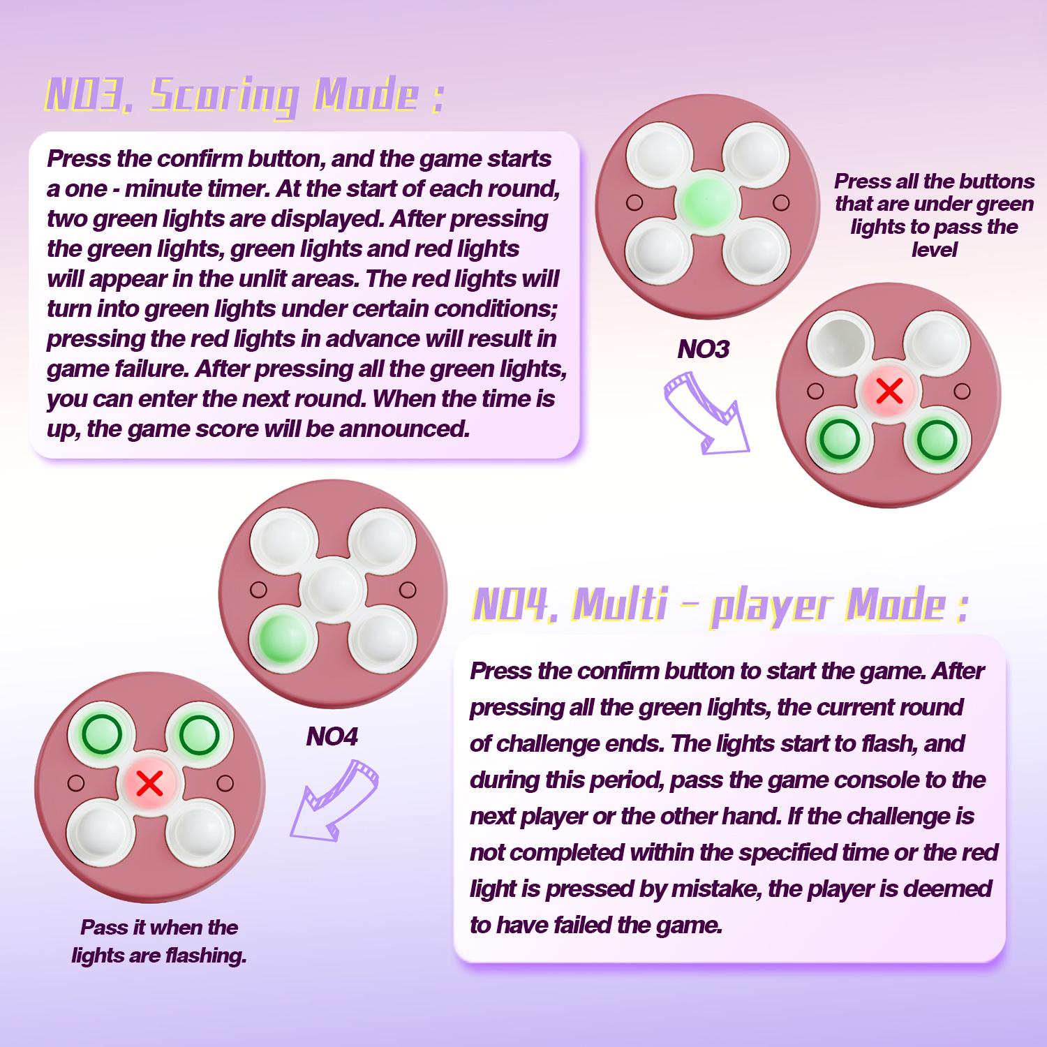 Stress Relief Toys Quick Push Game - One-handed handheld bubble game, fun and portable. Suitable for kids and adults. Holiday and party favors.