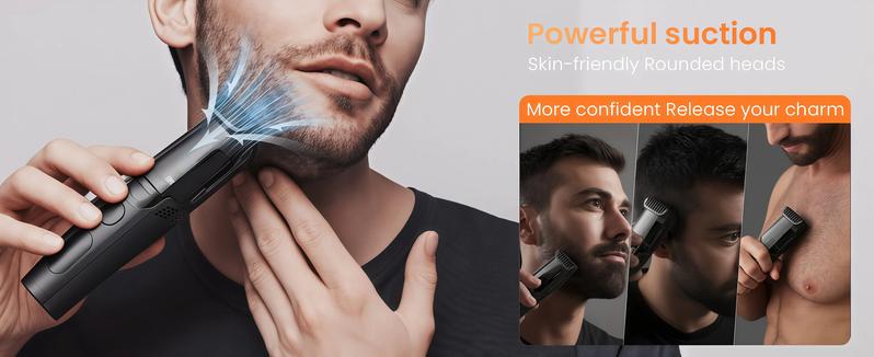 Vacuum Beard Shaver for Men,Built-in Vacuum Trimmer for Mustache, Sideburns, Facial Hair, Rechargeable, IPX6 Waterproof, 2 Comb, Comfort face 2in1 Electric Razor rechargeable men 2025 ornament