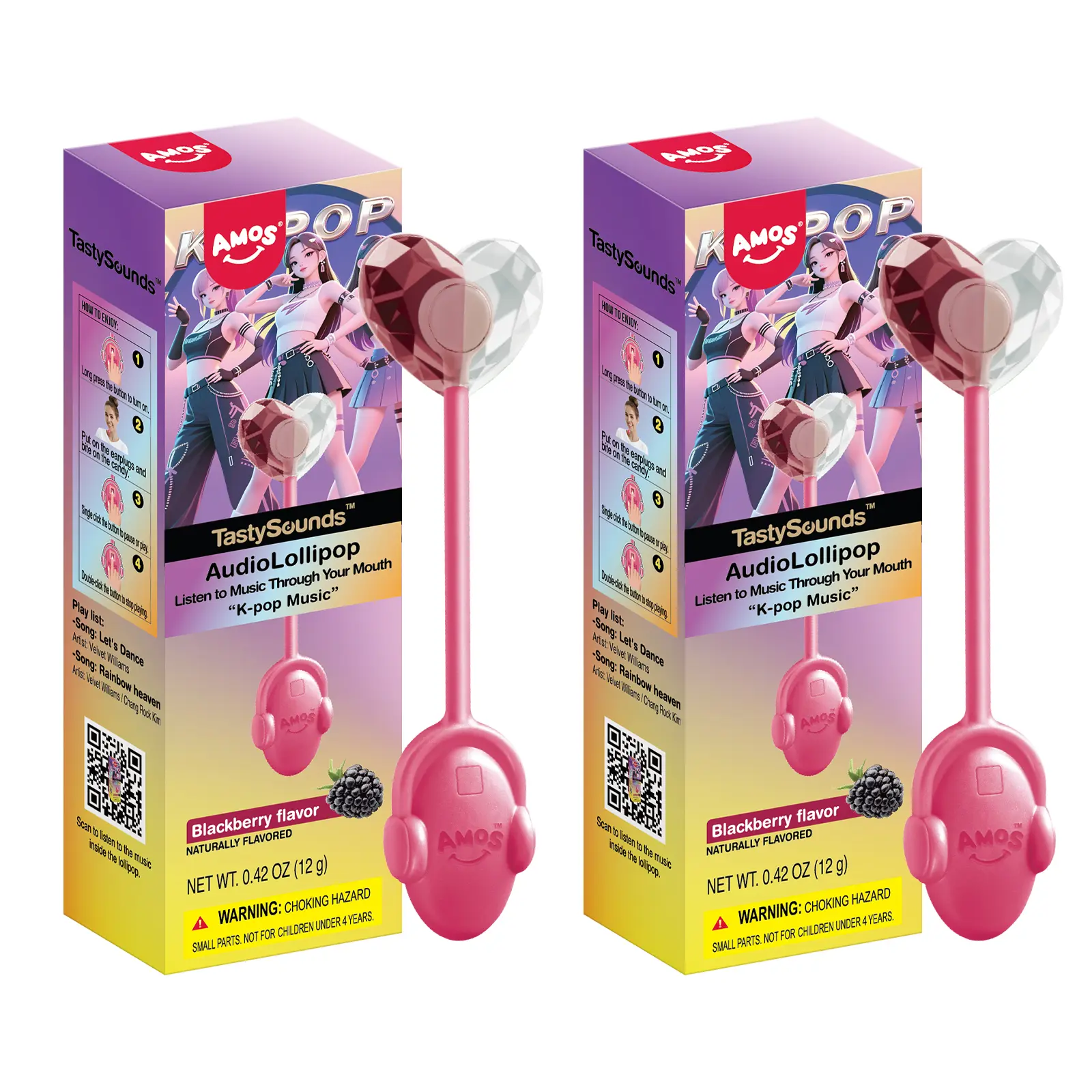 AMOS TastySounds Audio Lollipop Candy Gift – Heart-Shaped Music Lollipop, Sweet Strawberry & Berry Flavors, Cute Tech Candy, Romantic Creative Gift, Individually Wrapped Surprise-5