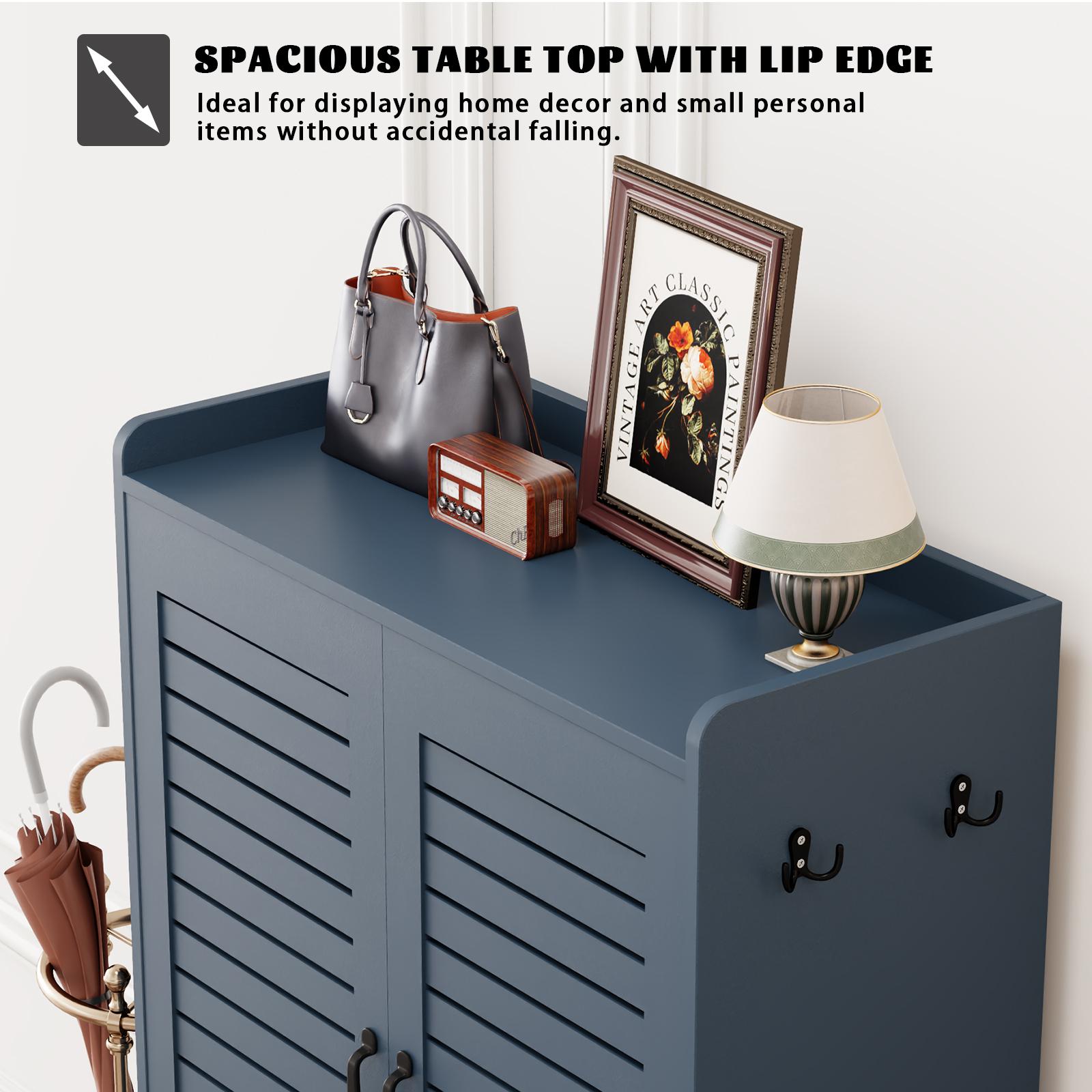 【HolidayHaul】Shoe Cabinet with Doors, 6-Tier Shoe Storage Cabinet with Adjustable Shelves, Wooden 50'' Tall Shoes Rack Organizer Cabinet for Entryway, Front Door, Hallway Closet, Living Room - Blue