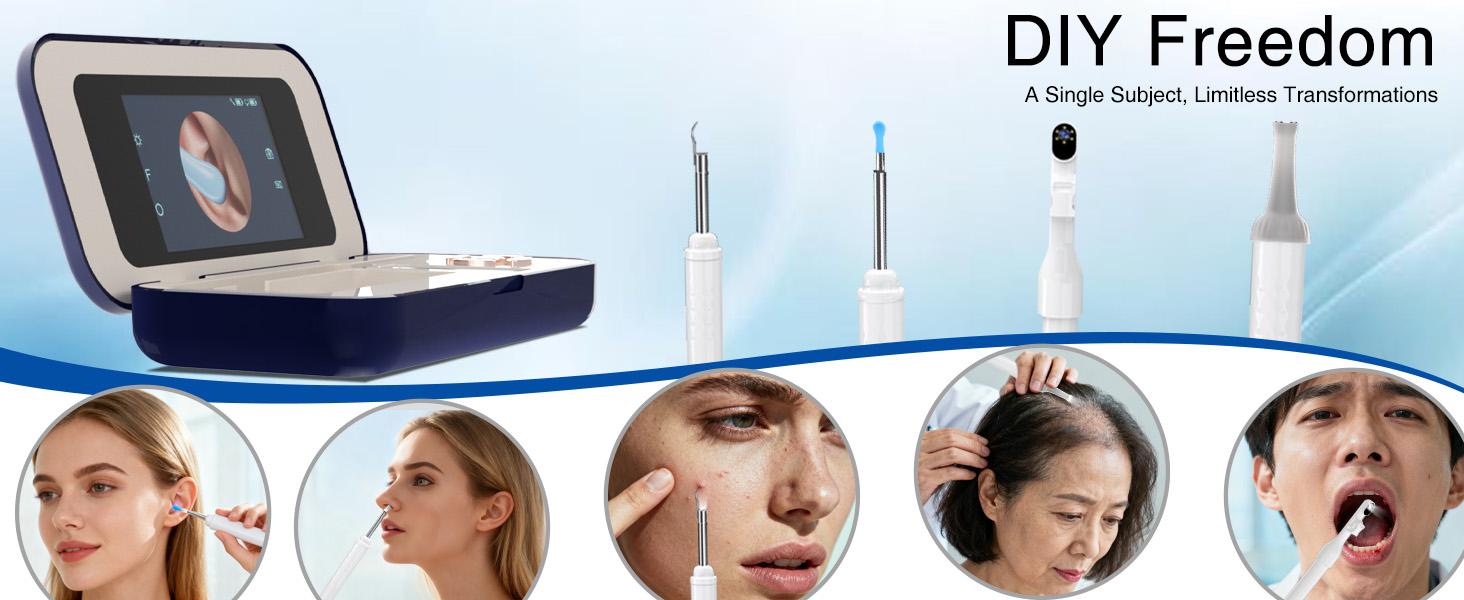 All-in-One Wireless Visual Ear Care Kit with Built-in Screen, 3.5mm HD Ear Camera, 6 LED Lights, 6-Axis Gyroscope, IPX6 Waterproof