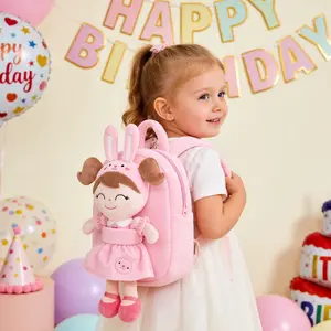 Gloveleya Easter Bunny Backpack Gift for Girls,toddler backpack girls  gifts Soft Plush Doll Backpack with Detachable Toy, 2-in-1 Toddler Picnic Bag for Age 2-6, Floral Princess Travel Bag for Little Girls, Preschool Outdoor Companion