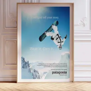 Patagonia Snowboarder Ski Mountains Advertising Poster Print Art