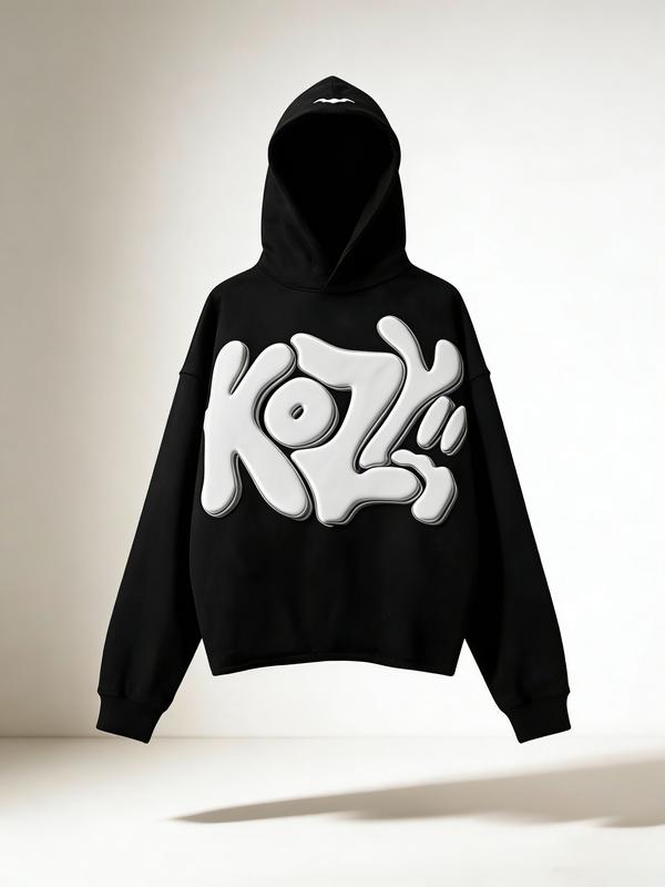 Y2k Hoodies Puff Print Hoodie Grunge Graphic Zip Up Y2k Jacket Hip Hop Streetwear Aesthetic Sweatshirts Mens Fashion