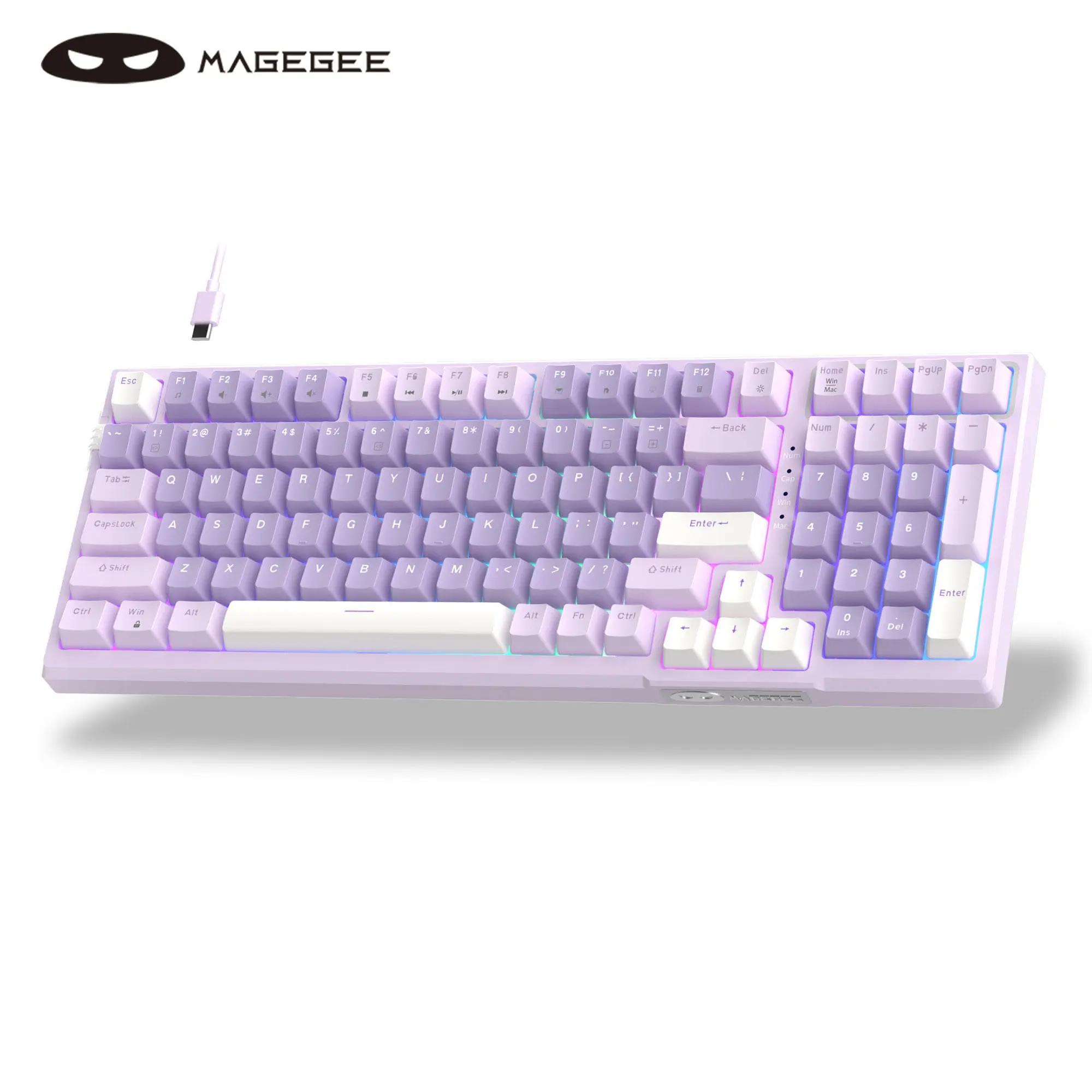 MageGee SKY98 Gaming Mechanical Keyboard - 95% Layout 98-Key Gasket Mounted Creamy Keyboard, Full-Key Hot-Swappable, Wired, 5-Layer Silencing Cotton, RGB Backlit, Mini Compact, Compatible with Windows/iOS PC Game Console Laptop, Gaming Console, Foam