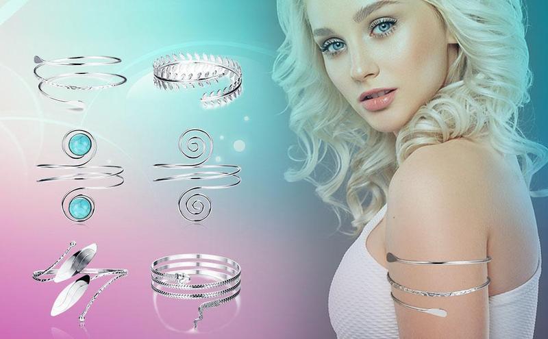 Jstyle 3-6count Minimalist Coil Upper Armband Adjustable Cuff Armlet Arm Cuff Bracelet Filigree Swirl Daily
