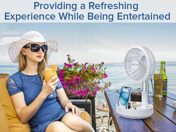 Belife X8 Portable Fan, Cordless Oscillating Fan with Remote, Foldable Telescopic Adjustable Height Fan, USB Rechargeable 7200mAh Battery Operated Camping Fan for Travel Outdoor Home Bedroom Sleeping