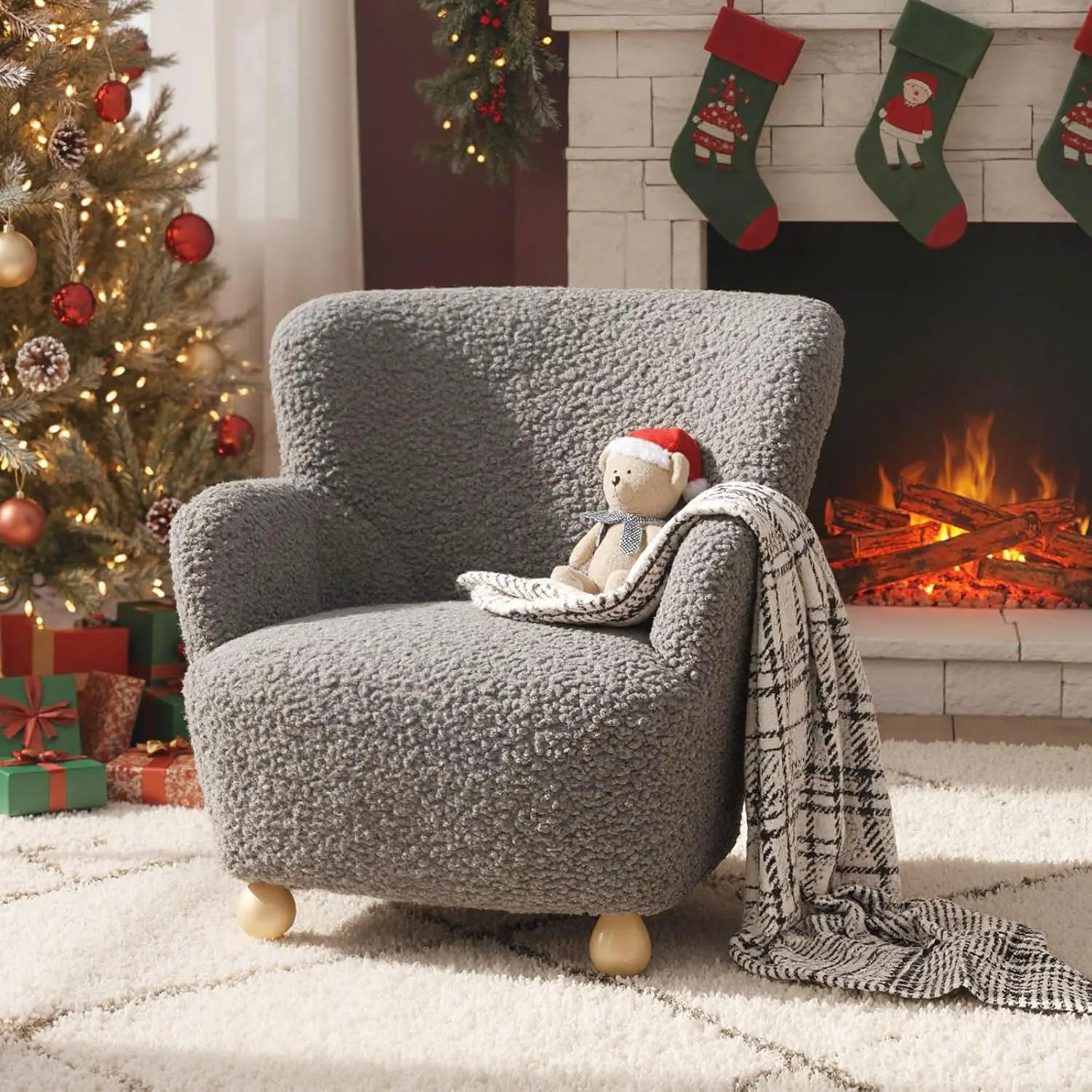Costzon Kids Sofa - Kid-Safe, Child-Friendly Toddler Armchair with Solid Rubber Wood Legs, Upholstered Reading Chair for 3+ Boys & Girls, Mini Furniture for Bedroom, Playroom (Gray), Kid-Safe Sofas, Child-Friendly Sofas