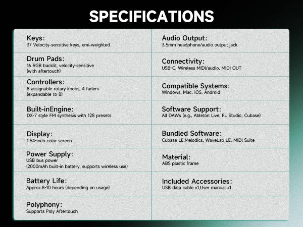 Donner STARRYKEY-37 PLAY MIDI Controller, 37 Key Portable with 128 Voices 16 RGB Pads USB Wireless 4 DAW Software 40 Courses