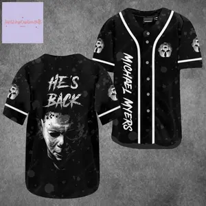 Michael Myers Halloween Baseball Jersey – Horror Slasher Movie Fan Button Down Shirt