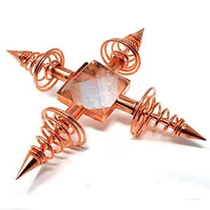 Copper Spiritual Energy Generator with Quartz Pyramid and Conductive Coils for Reiki Balancing Chakras, Aura Cleansing, Ghost Hunting, Meditation Chi