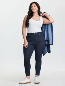 【Summer Turn-Up】【Butt Lifting】BlOOMCHIC plus size Mid-Rise Ruched Side Skinny-Fit Jeans BBL [M-6X] 2026 Summer Pick for Mother's Day