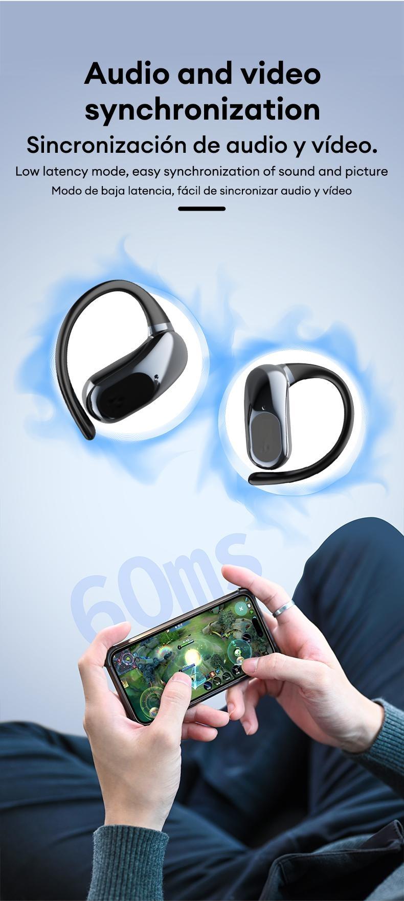 OpenAir Max Intelligent Earphones, OWS Wireless Multifunction Screen Bluetooth Earphones, Support Playing Music Phone Calls Headphones & Meeting Summary Earbuds