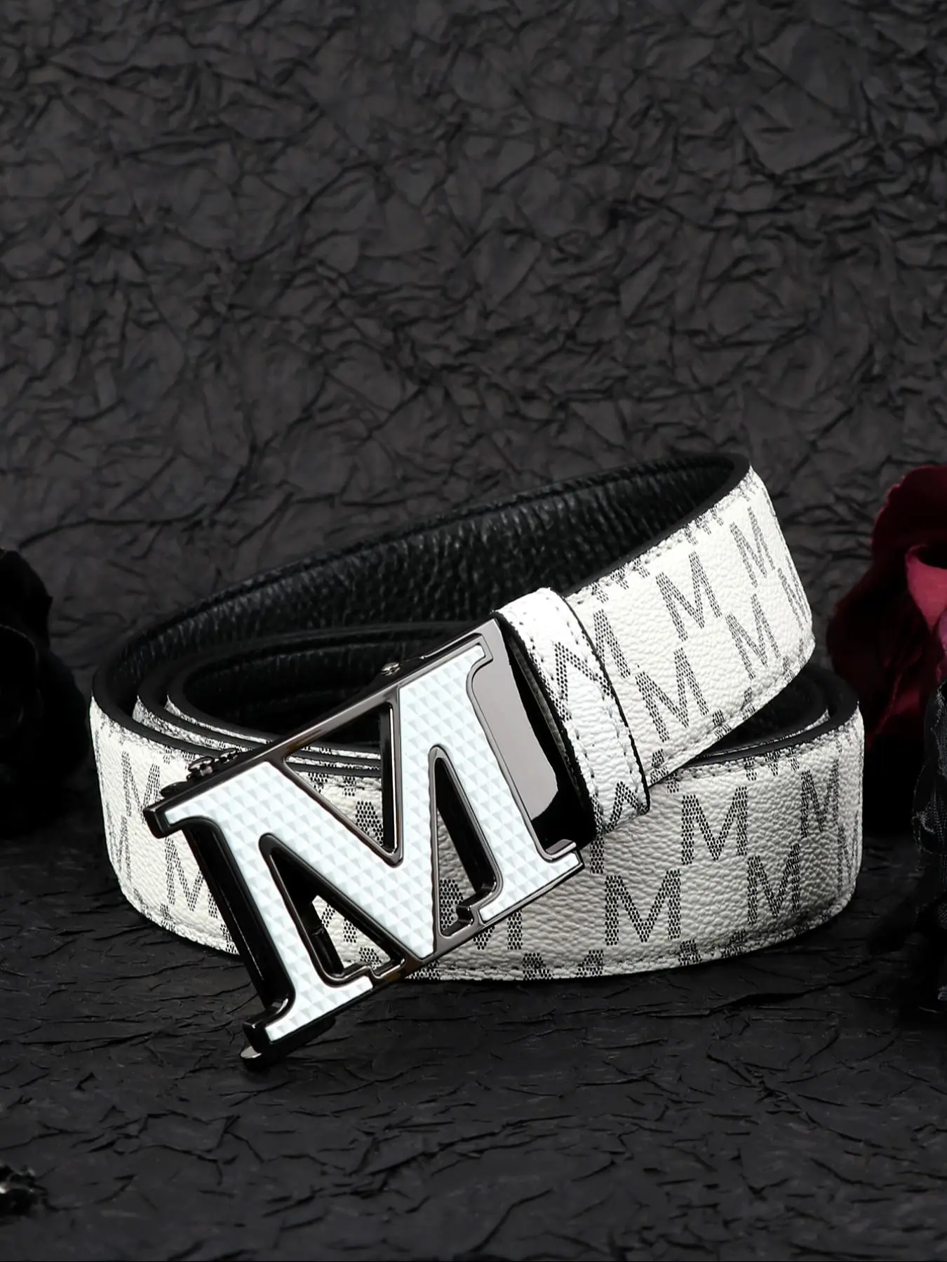 Men's Business Fashion Letter Buckle Belt, Casual Alphabet Print Belt for Jeans Trousers, Trendy Versatile & Exquisite Belt for Birthday Gift, Casual Dress Belt for Men