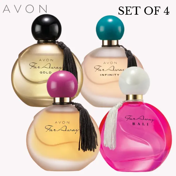 Far Away EDP 1.7 FL. oz. Set, Original, Bali, Gold, & Infinity. Set of 4