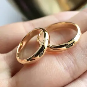 18K Gold Plated Stainless Steel Wedding Engagement Ring for Men and Women  Daily & Nuptial Accessory, Ideal Valentine's Day Gift - Unisex Smooth Band