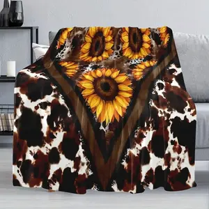 Soft & Cozy Vintage Cow Print Flannel Throw Blanket   Soft Blankets, Perfect for Home Bedroom Bed Sofa Picnic Travel and Office Use Ideal for Holiday Gifts.