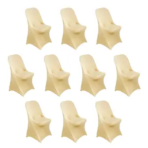 10 Pack Stretch Spandex Folding Chair Covers Champagne - 160GSM Superior Durability with a Snug Fit Slipcovers