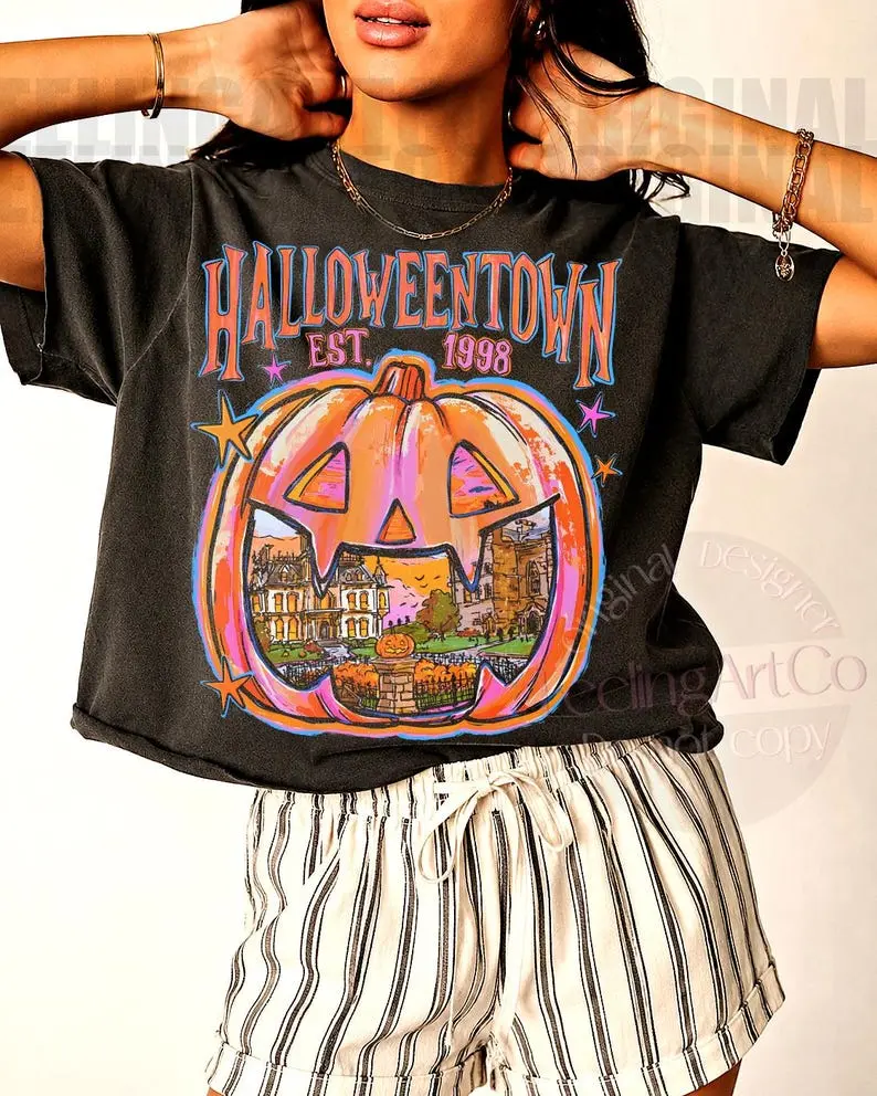 Comfort Colors Preppy Pumpkin Shirt, Vintage Jack O Lantern Halloween Graphic Tee, Cozy Fall Autumn T-Shirt