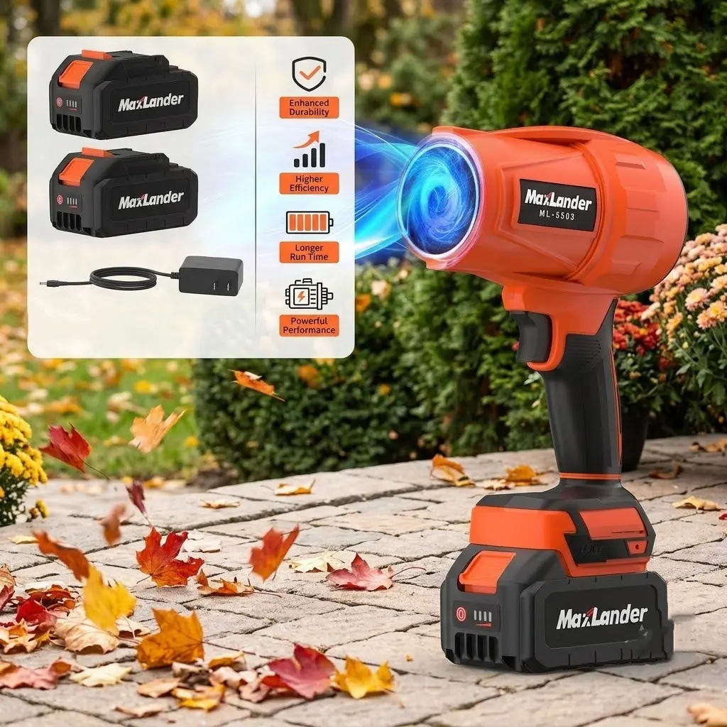 MAXLANDER 21V Cordless Leaf Blower & Vacuum, 3.0Ah Battery-Powered Handheld Tool with Charger, Lightweight Electric Device with Grip for Lawn Care, Patio Cleaning (21v voltage)