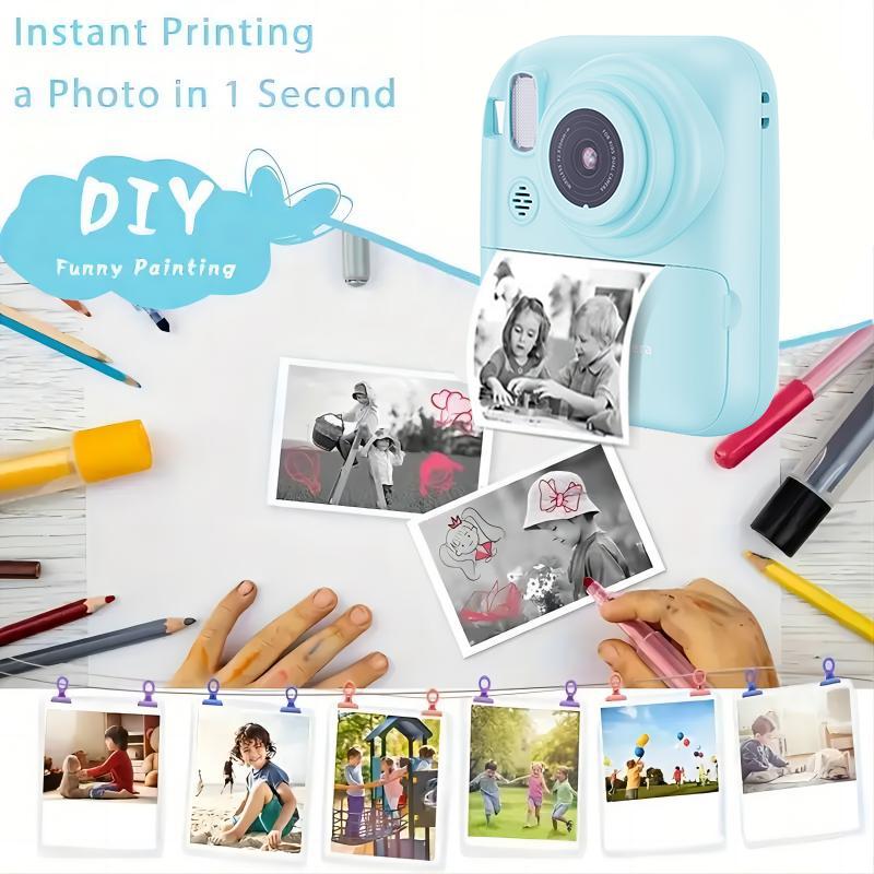 W&O Instant Print Camera , Birthday Gifts Girls Boys Age 3-12, HD Digital Video Cameras Toddler, Portable Toy 3 4 5 6 7 8 9 10 Year Old Girls Boys Mini Photo Booth