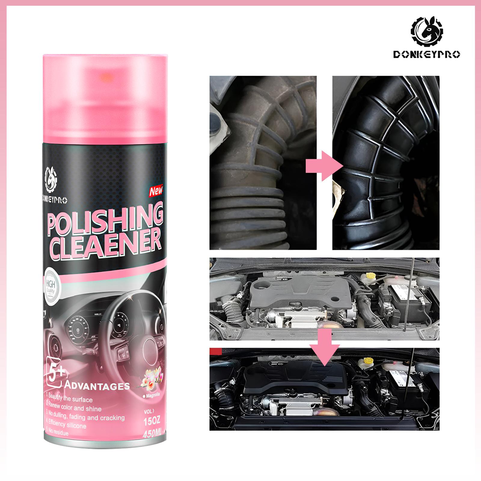 DONKEYPRO 15 oz Quick Interior Detail Cleaner Spray Bottle - Polished Coated, Anti-Aging, UV Protection Degreaser, Car Cleaning Supplies with Dashboard Leather Cleaner