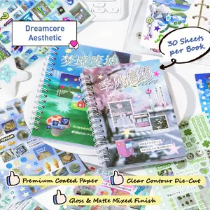 Dreamcore Aesthetic Sticker Book 30 Sheets | Monsoon Postbox & Ruins of Dreams | Scrapbooking Stickers for Journaling & Collage Art