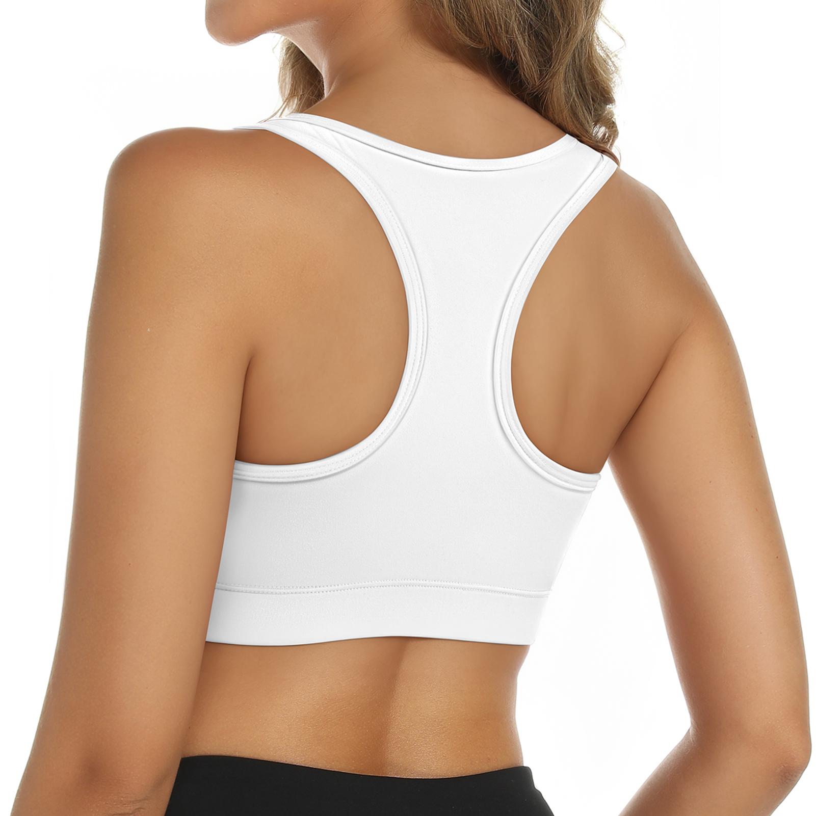 Womens Seamless Ribbed Longline High Neck Sports Bra - Racerback Padded Slim Fit Crop Tank Top with Built in Bra Black