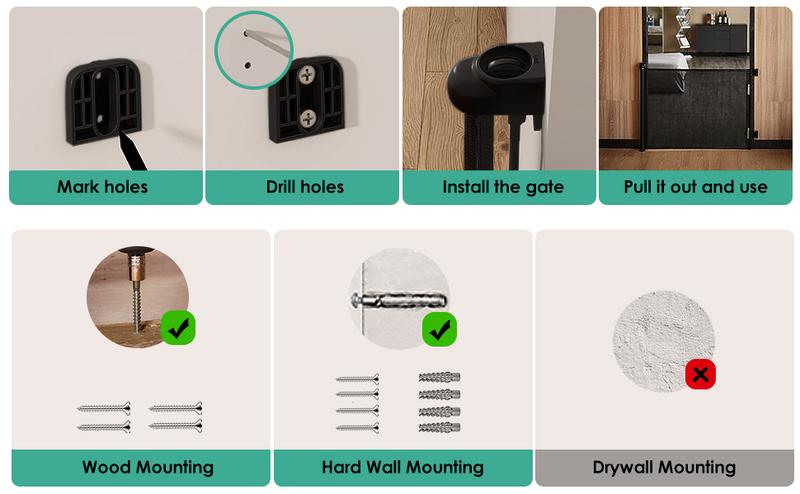 Dearlomum Retractable Baby Gate 33.1" Tall Extends up to 55"/71"/118"/168“/197” Wide Child Safety Gate for Doorways Stairs Hallways Indoor/Outdoor Grey Playpen Infant