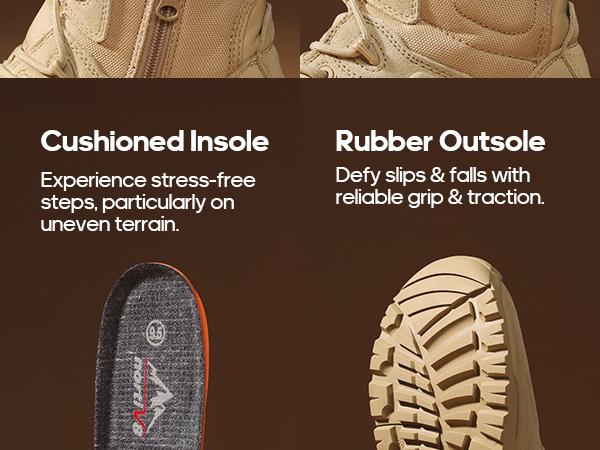 NORTIV 8 Men's Tactical Research Boots - Breathable & Abrasion-Resistant Leather - Non-Slip Working Shoes - Round Toe - Laces & Zipper Closure - Winter Outdoor & Indoor Activities - Sand Worker Footwear SpringStatements