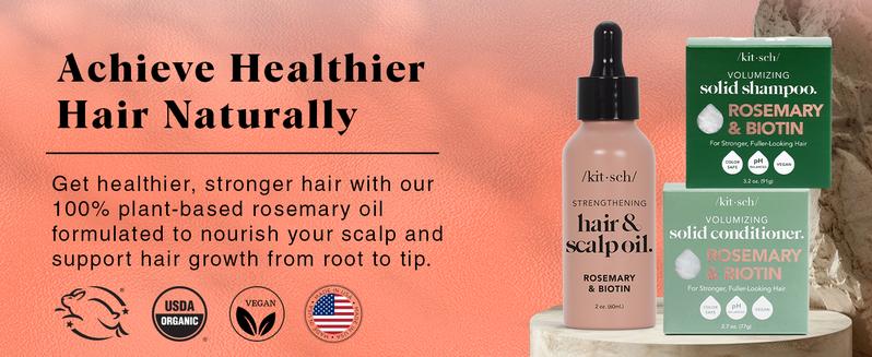 Kitsch Rosemary Oil for Hair Growth and Healthy Scalp, Pre Wash Scalp & Hair Oil Infused with Biotin, Strengthening, Nourishing & Volumizing, Hair Growth Oil - 60 mL