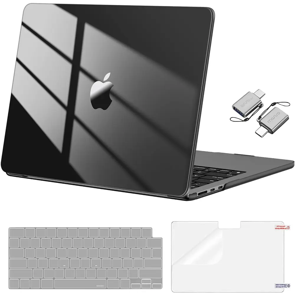 MOSISO Hard Shell Case Bundle for 13.6 inch MacBook Air (2022-2025 M4 A3240, M3 A3113, M2 A2681) - Keyboard Cover, Screen Film, Type-C Compatible Accessory