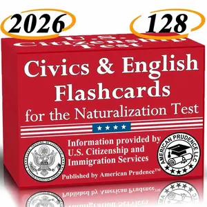 American Prudence LLC US Citizenship Flashcards 2025/2026 for Naturalization Test Includes 128 Illustrated Civics & English Questions Answers for Proficiency Exam Special Edition