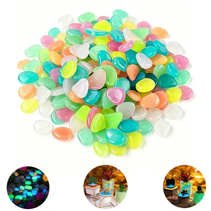 10,00pcs Glow Stones, Luminous Glow-in-the-Dark Aquarium Stones & Pebbles, Creative DIY Colorful Glow Garden Stones, Decorative Stones, Night Light Pebbles, Outdoor Courtyard & Aquarium Decor, Garden Party Festival Decoration Stones