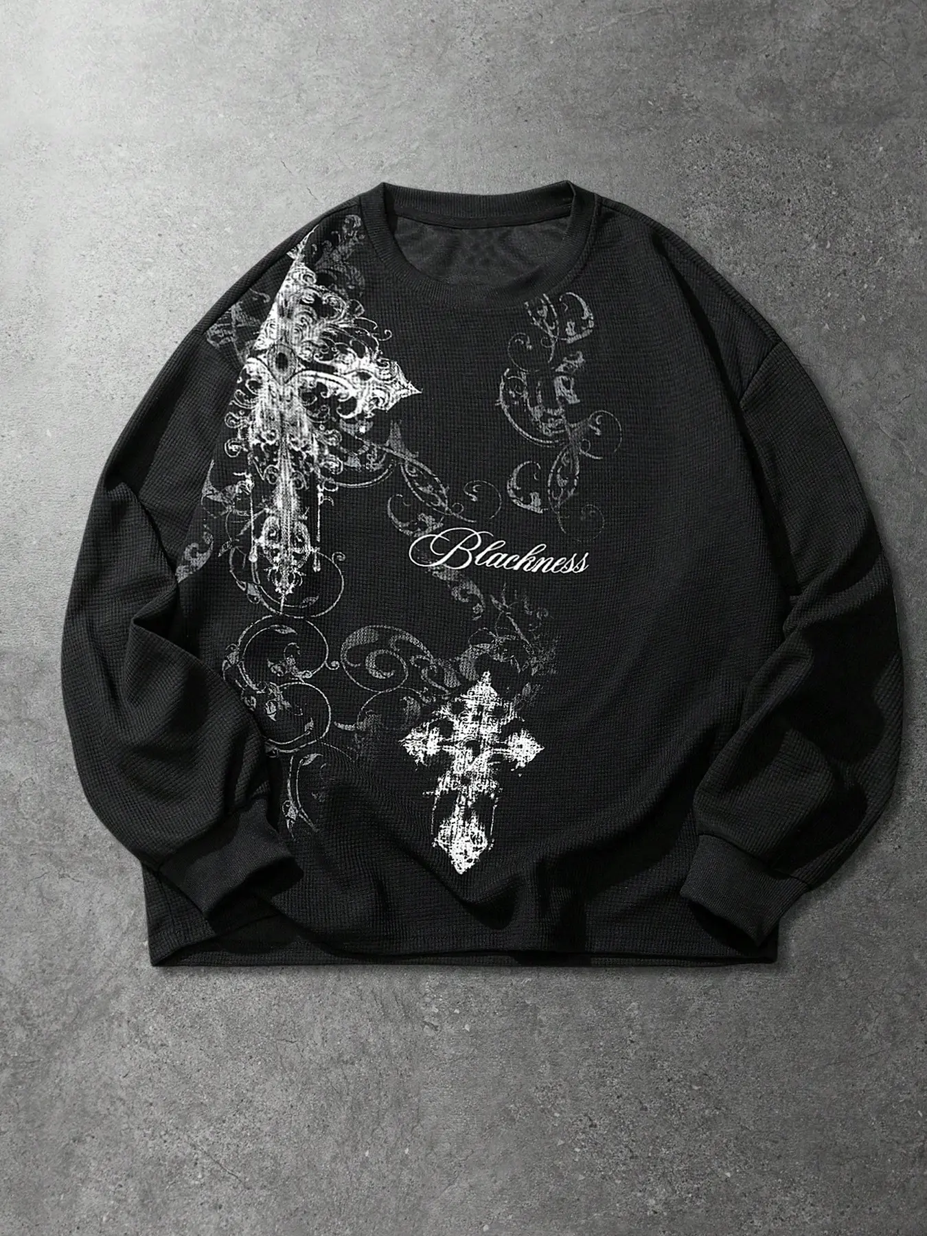 Men's Gothic Graphic Sweatshirt, Casual Streetwear Sweatshirt, Casual Sweatshirt Tops, Long Sleeve Fitted Pullover, Casual Spring & Fall Fashion, Comfortable and Trendy Outerwear