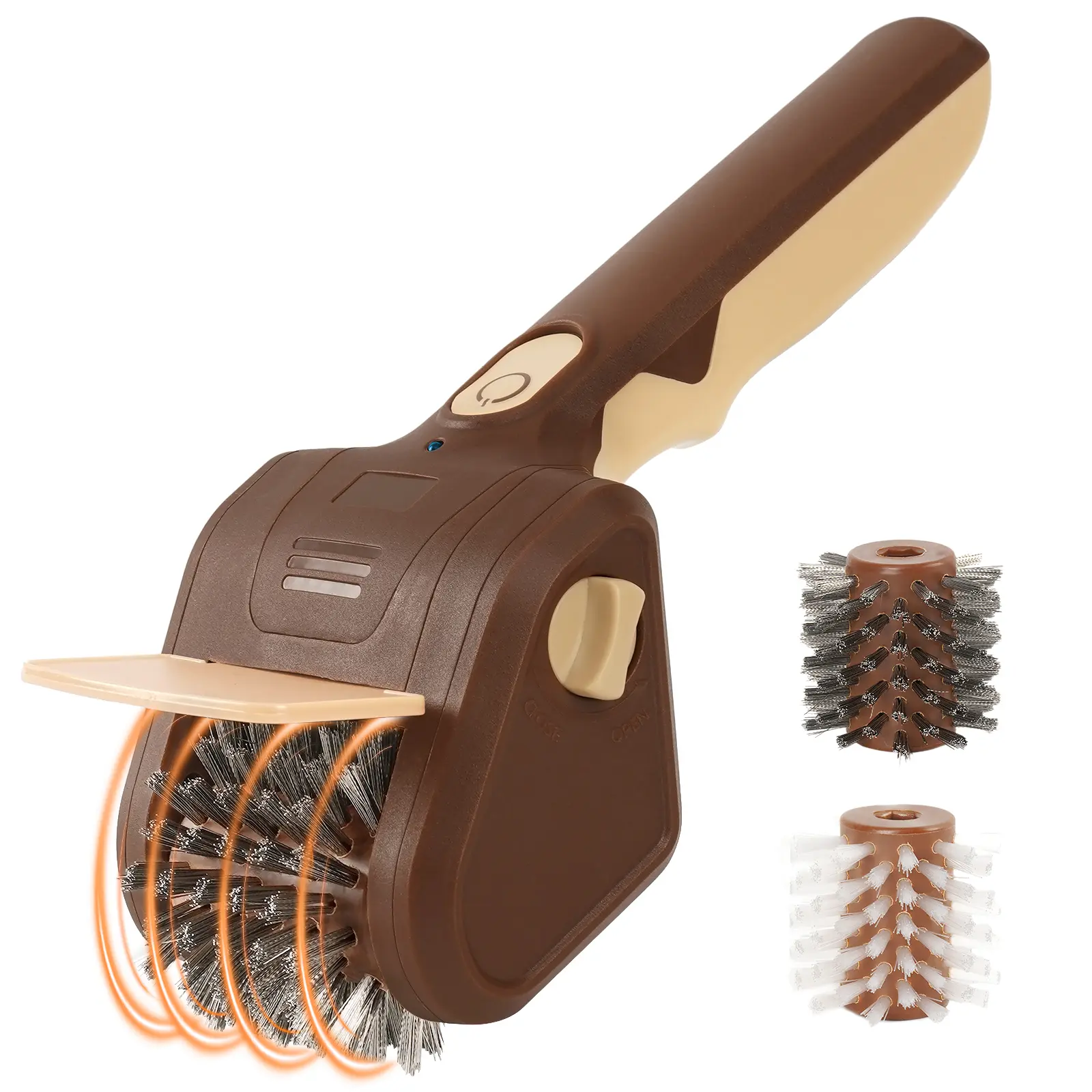 LRLY Electric Grill Brush Set, Cordless Rechargeable Grill Cleaner, Safe Bristle Free Electric Spin Scrubber, 3pk Stainless Steel Replacement Heads,  Fast Cleaning Tool Bundle for Outdoor Camping & All Grill Types, Grill Season