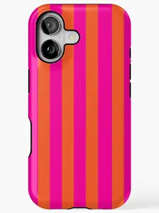 Hot Pink and Orange Stripes Magnetic Phone Case Phone Cover Hard Cases Tough 2-piece Magnetic Phone Case