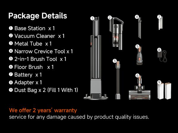 Uwant Self Emptying Cordless Vacuum Cleaner, Powerful Suction for Whole Home Cleaning，Portable,  Stick Vacuum for Pet Hair, Carpets & Hardfloor