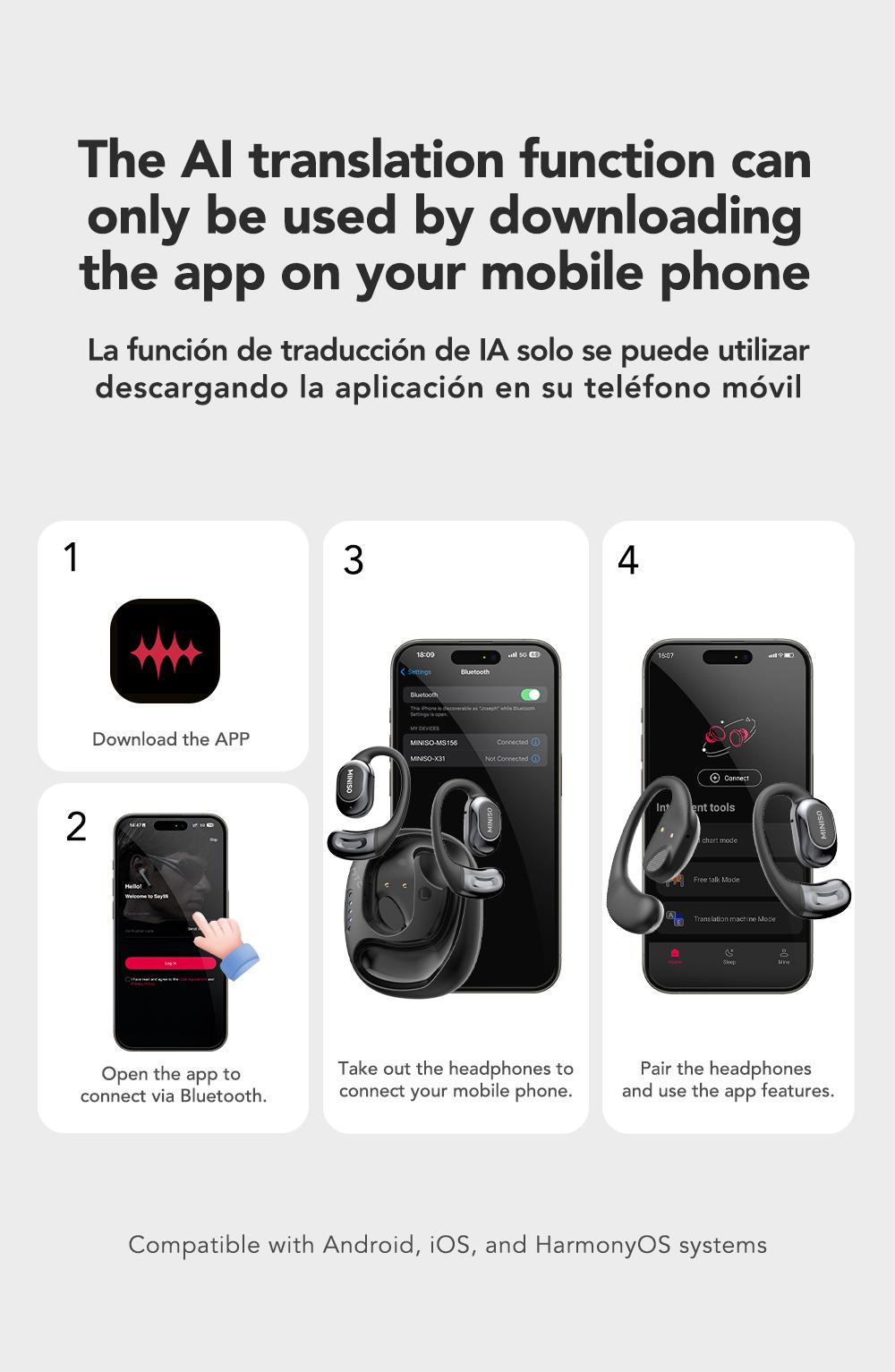 MINISO MS156 Ultra Open-back True Wireless Bluetooth 5.4 Earphones Supports 150 Languages High-fidelity Stereo Sound Sports-style Earbuds Solar-Powered Anti-Theft Mount for Nest Cam Translation