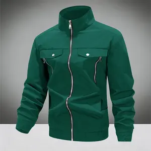 Men’s New Spring/Autumn Stand Collar Workwear Jacket — Outdoor Windproof Waterproof Multi-Pocket Casual Loose Hardshell
