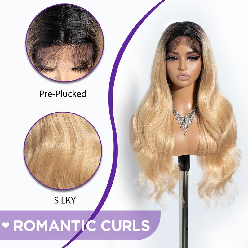 27 Inch Lace Long Wavy Wig Middle Lace Part Synthetic Wigs For Black Women