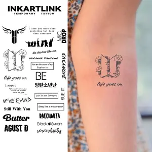INKARTLINK Tattoo Tech, 2 Sheets Extra large Semi Permanent Tattoo, Adult Art Design Temporary Tattoos, Lasts 1-2 Weeks, Waterproof, Realistic Look, No Adhesive, No Reflection (English Sentences)